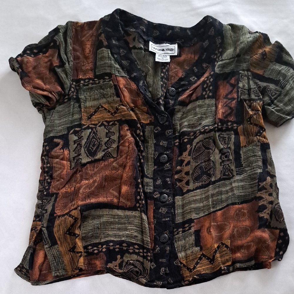 Patchwork Button-Up Blouse - image 1